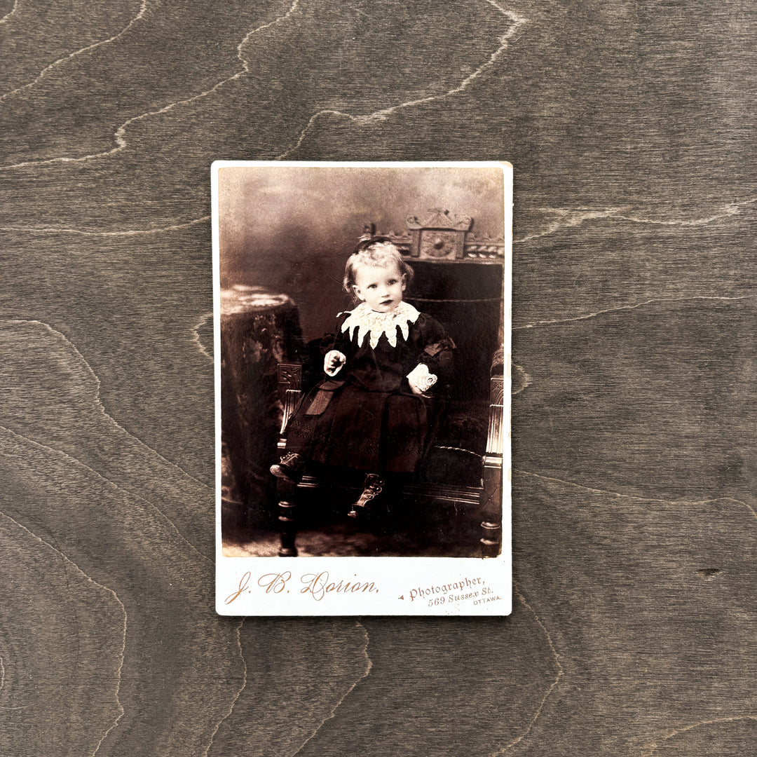 Antique Cabinet Card Photograph of a Child - Black and the Moon